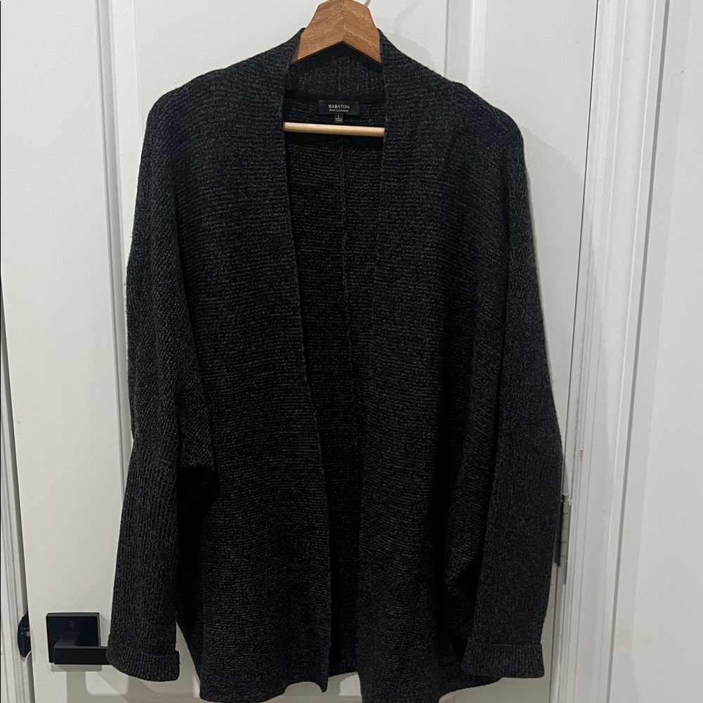 Aritzia Babaton Charcoal Oversized Wool-Cashmere‎ Blend Knit Cardigan Size Large
